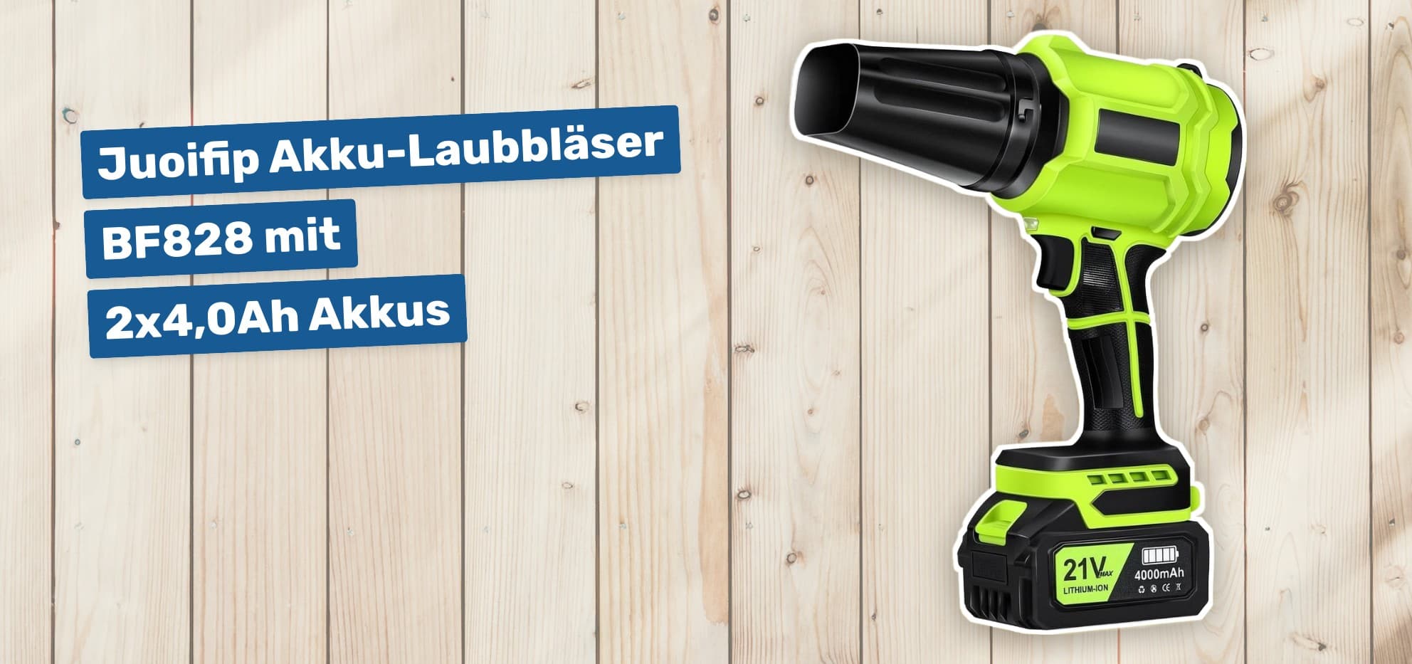 Juoifip Akku-Laubbläser BF828 mit 2x4,0Ah Akkus
