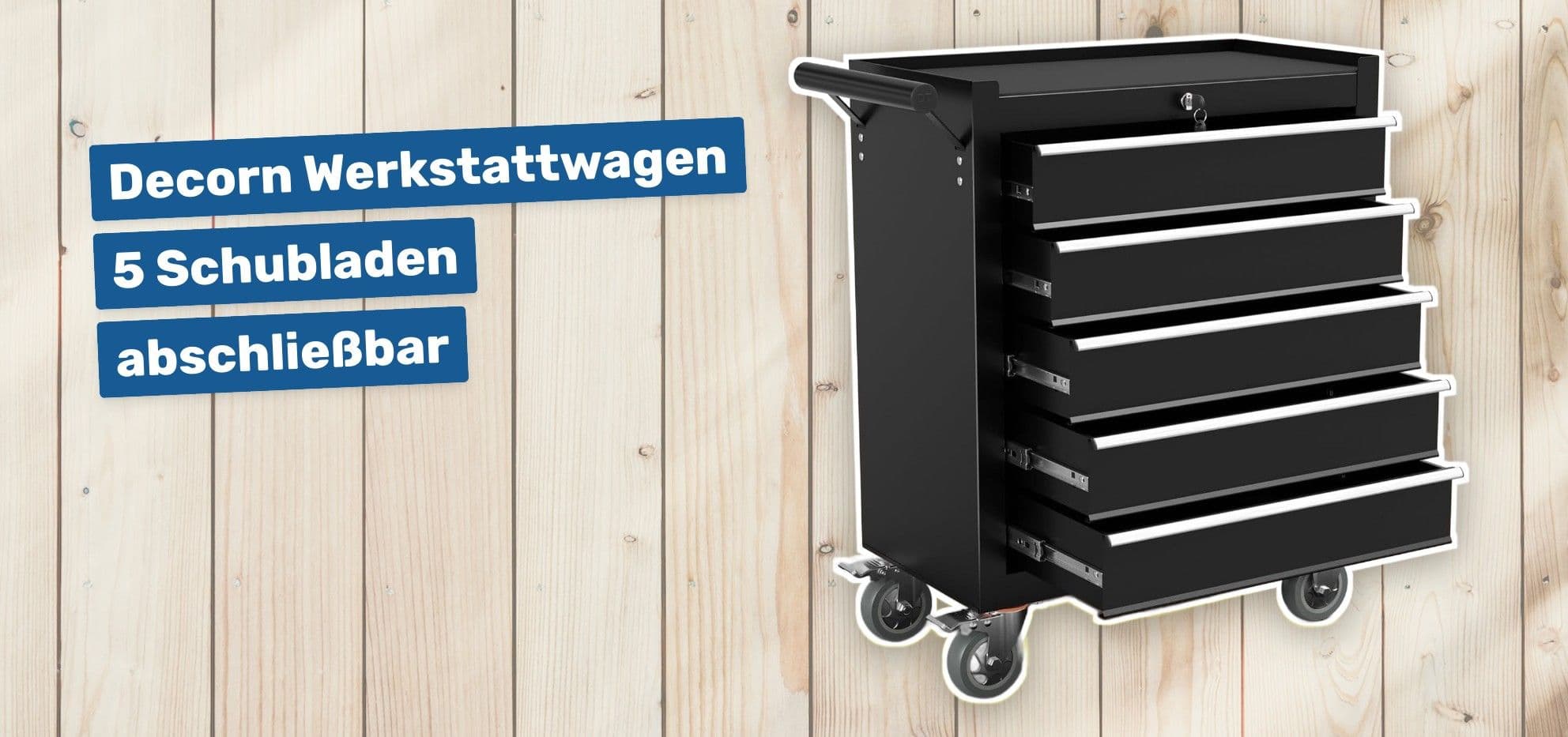 Decorn Werkstattwagen 5 Schubladen abschließbar