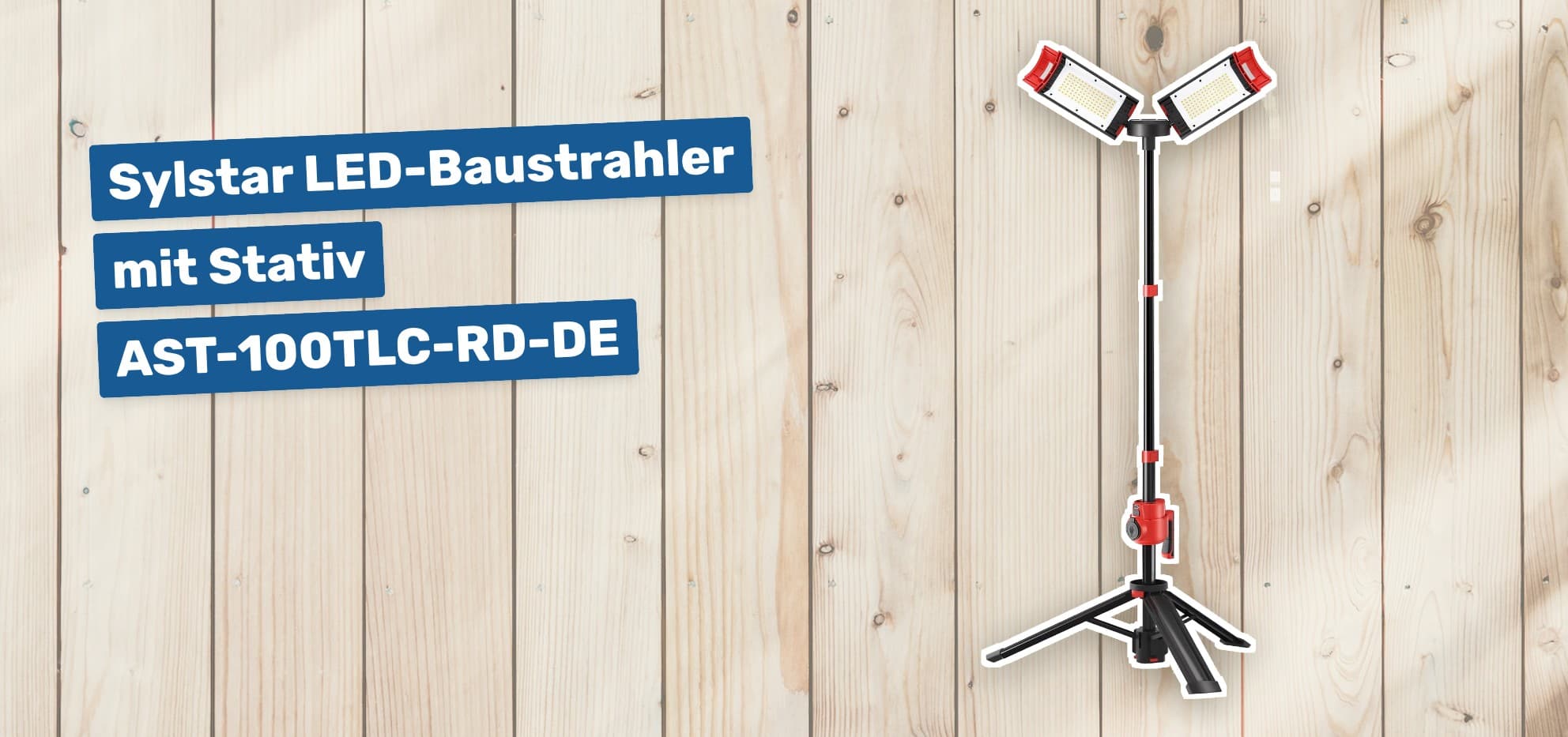 Sylstar LED-Baustrahler mit Stativ AST-100TLC-RD-DE