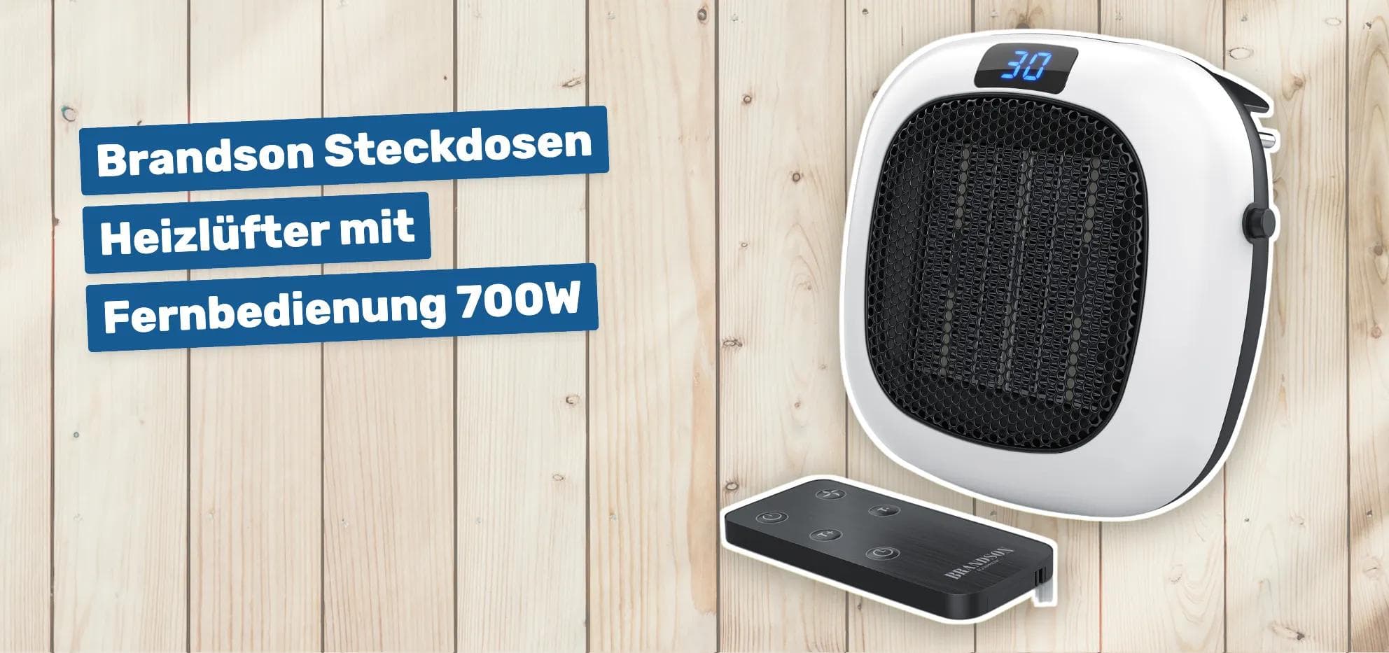 Brandson Steckdosen Heizlüfter mit Fernbedienung 700W