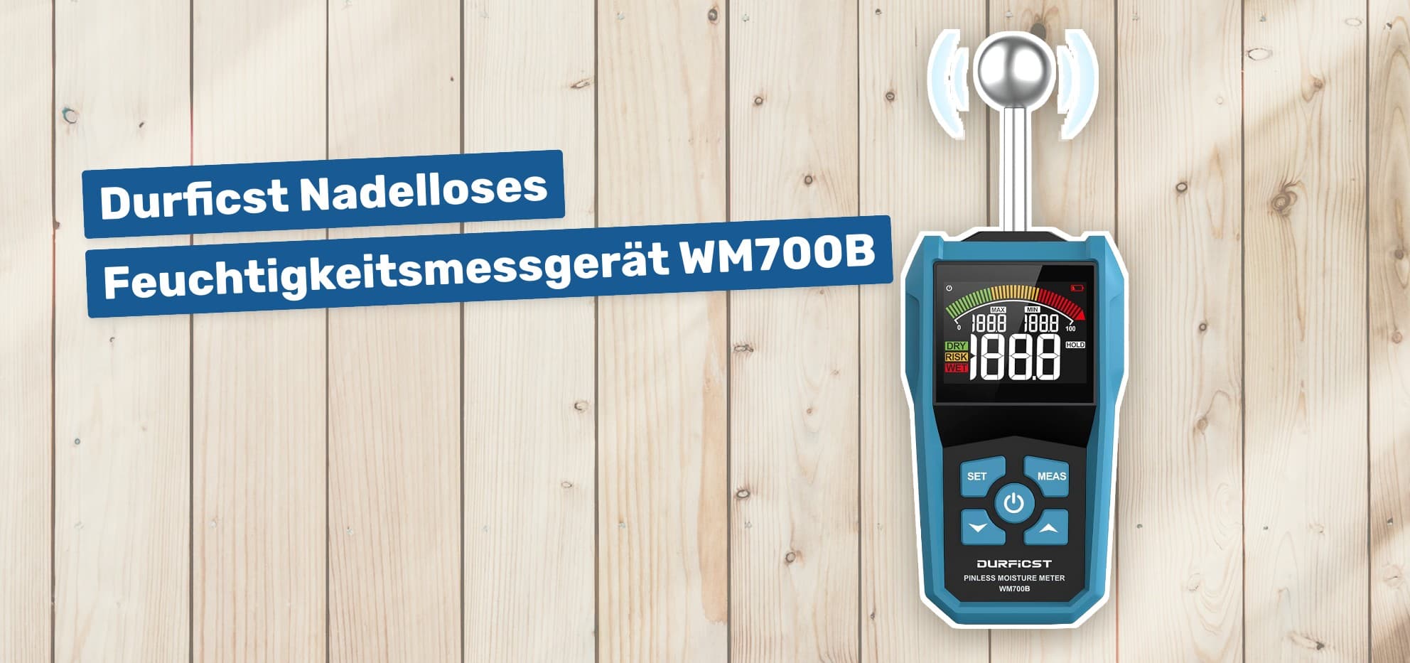Durficst Nadelloses Feuchtigkeitsmessgerät WM700B