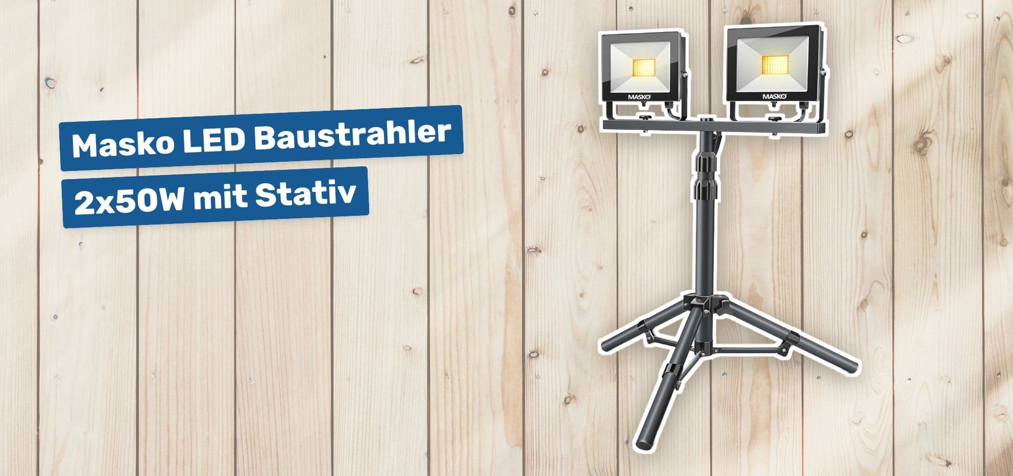 Masko LED Baustrahler 2x50W mit Stativ