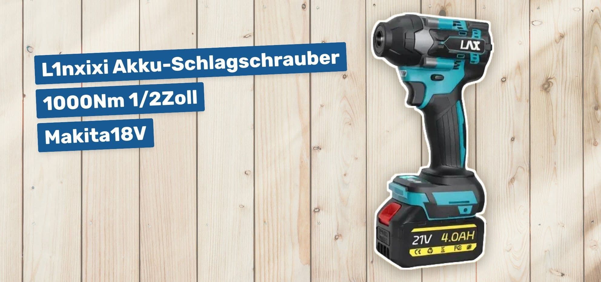 L1nxixi Akku-Schlagschrauber 1000Nm 1/2Zoll Makita 18V