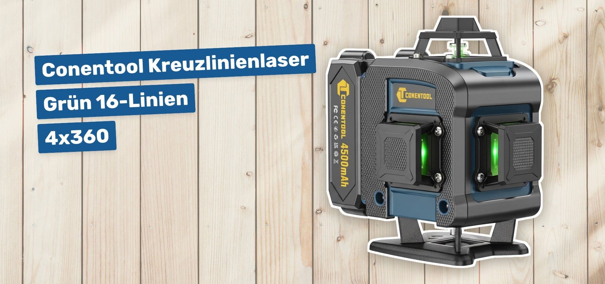 Conentool Kreuzlinienlaser Grün 16-Linien 4x360