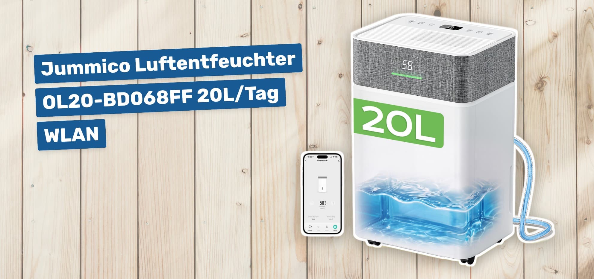 Jummico Luftentfeuchter OL20-BD068FF 20L/Tag WLAN
