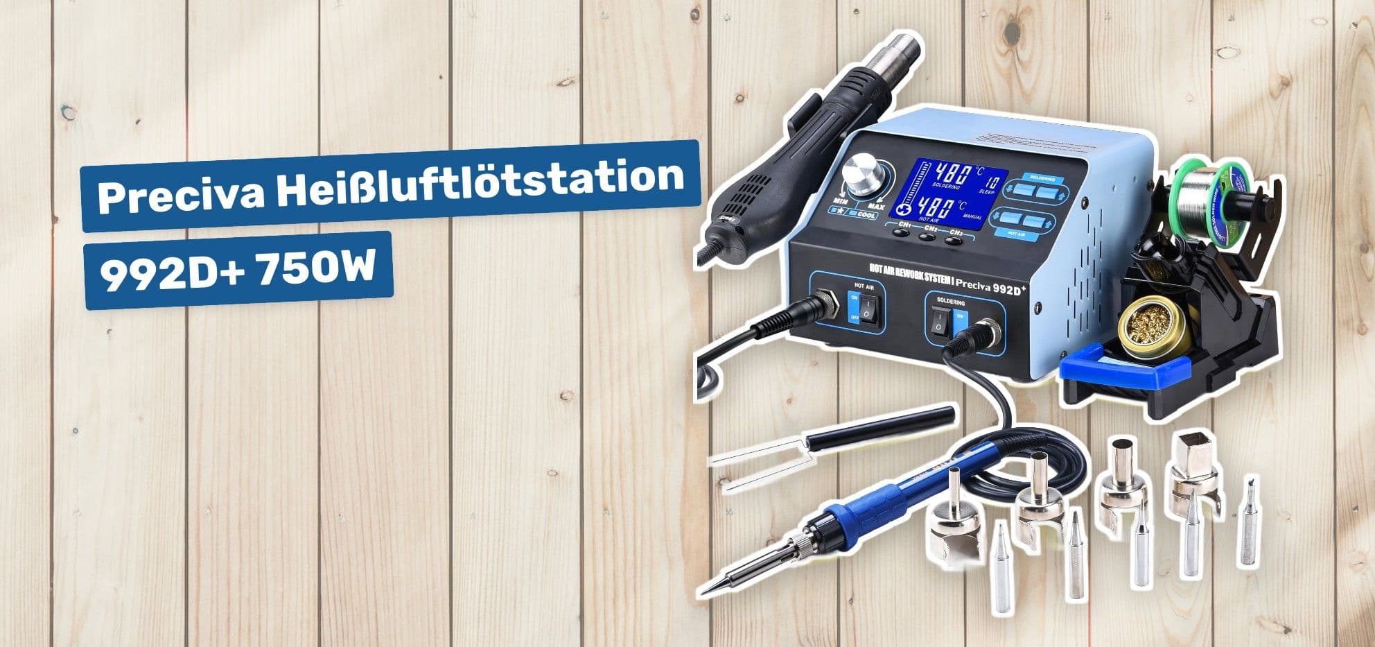 Preciva Heißluftlötstation 992D+ 750W