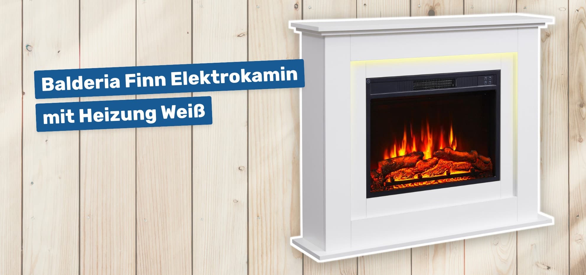 Balderia Finn Elektrokamin mit Heizung Weiß