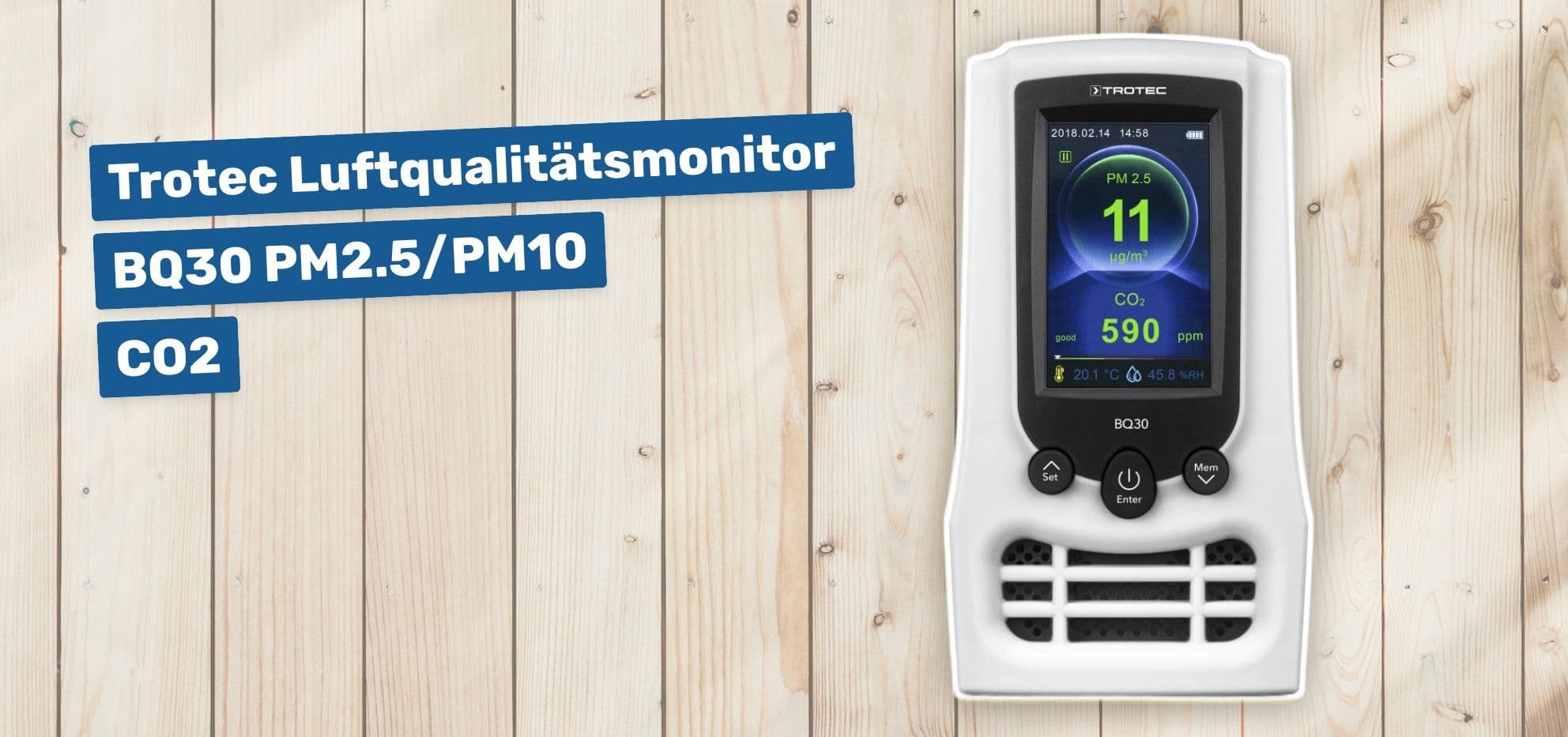 Trotec Luftqualitätsmonitor BQ30 PM2.5/PM10 CO2