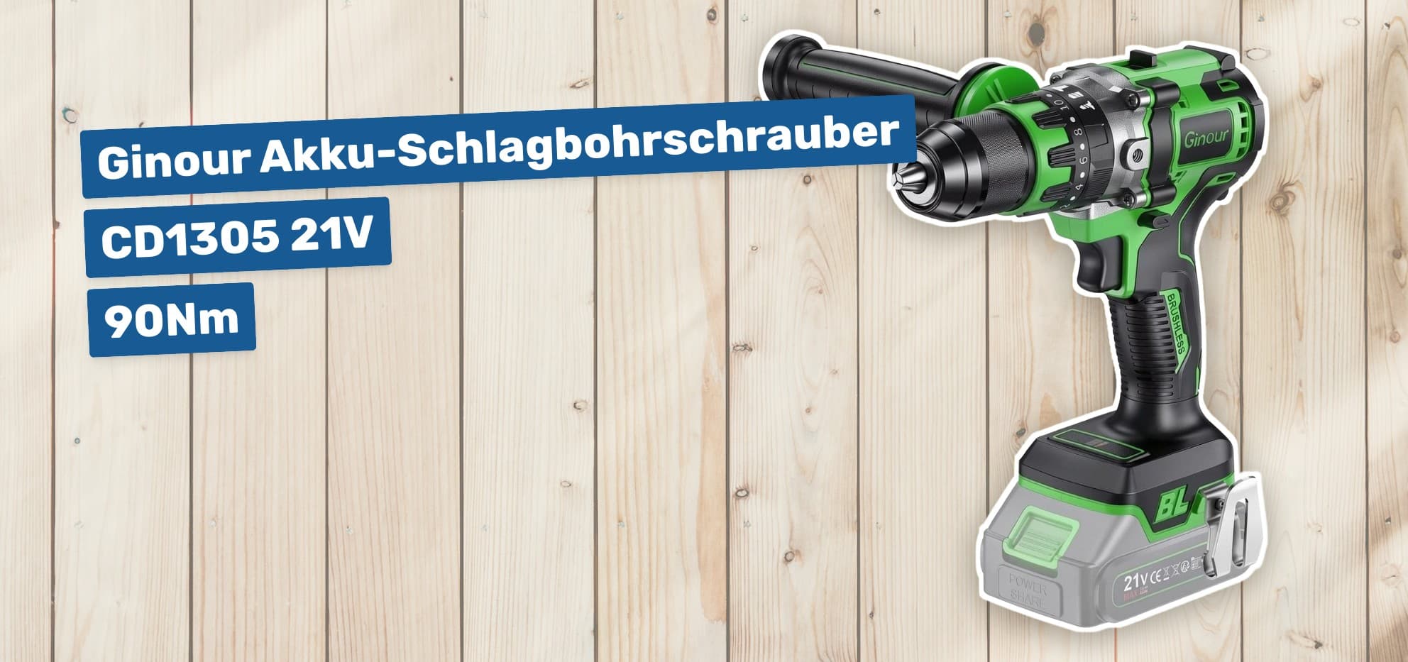 Ginour Akku-Schlagbohrschrauber CD1305 21V 90Nm