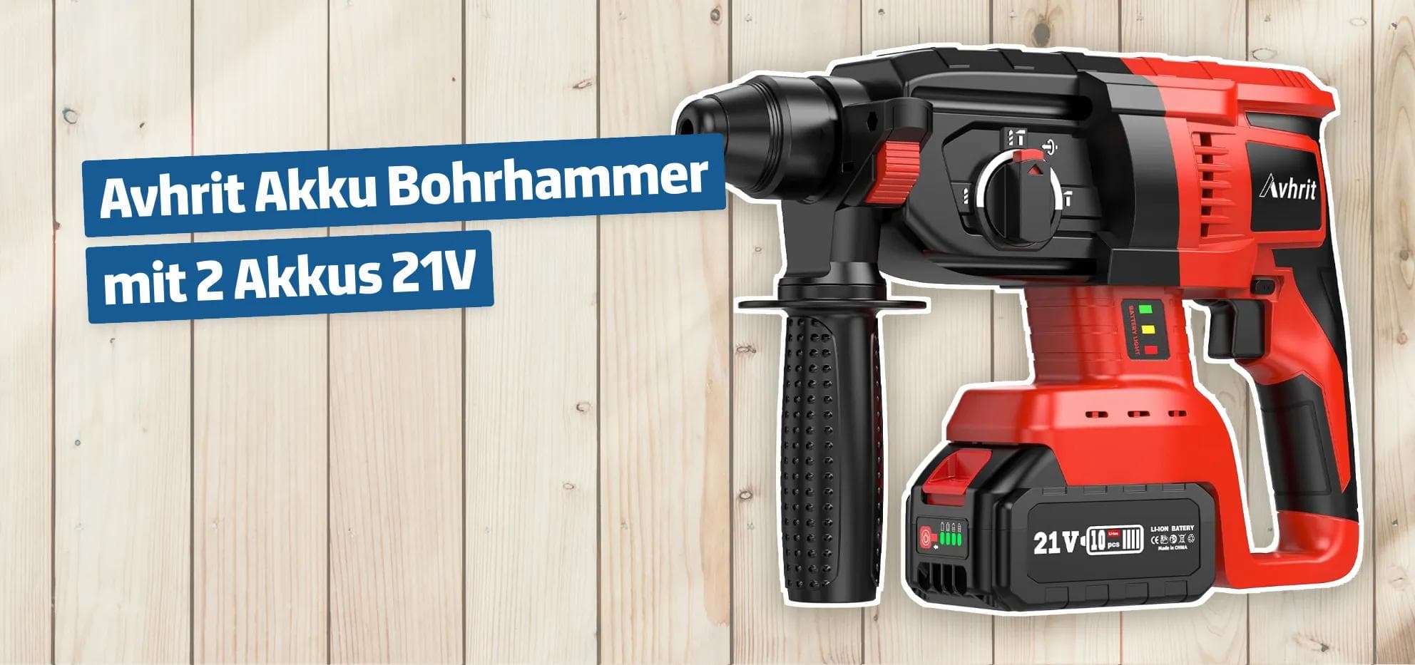 Avhrit Akku Bohrhammer mit 2 Akkus 21V