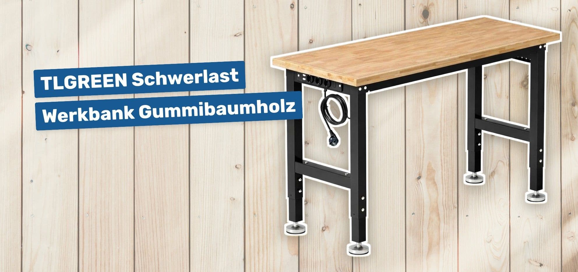 TLGREEN Schwerlast Werkbank Gummibaumholz