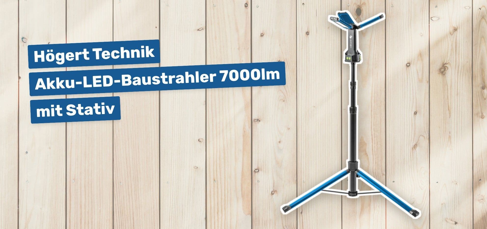 Högert Technik Akku-LED-Baustrahler 7000lm mit Stativ
