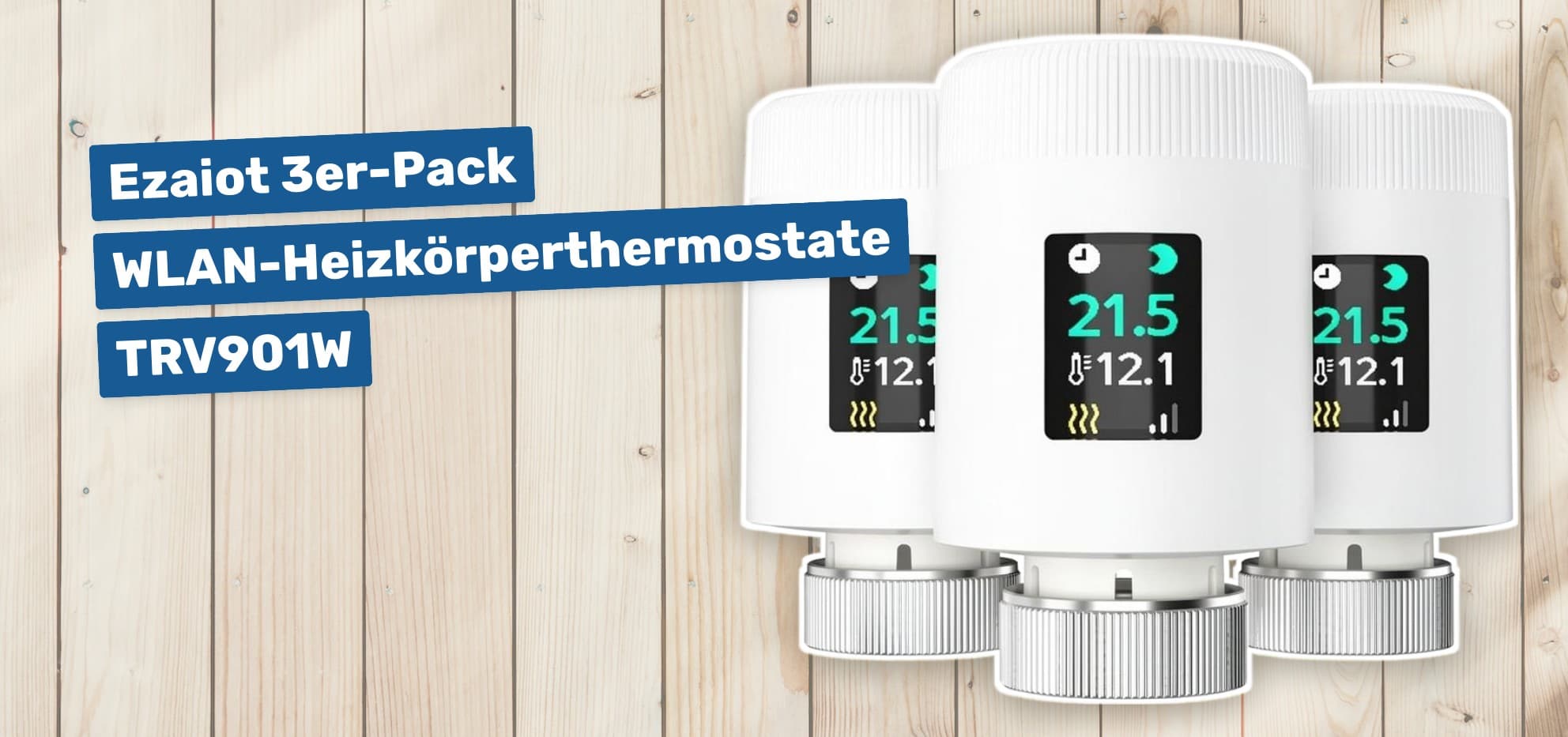 Ezaiot 3er-Pack WLAN-Heizkörperthermostate TRV901W