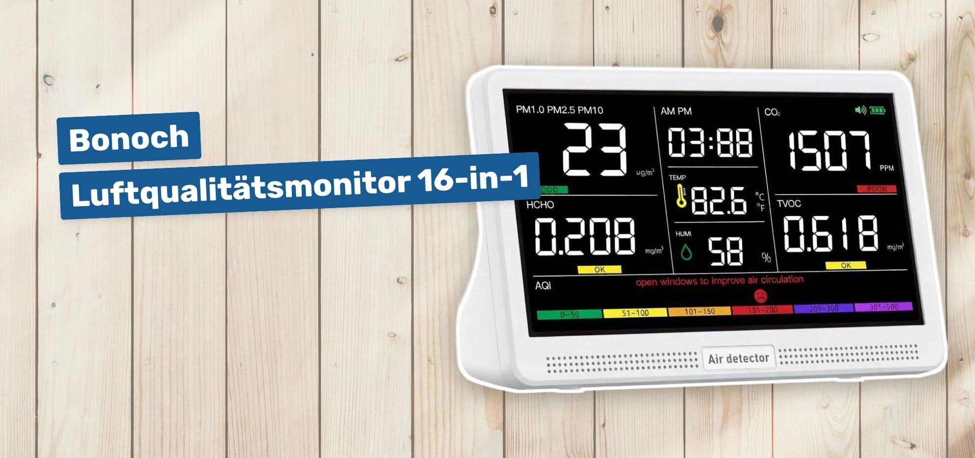 Bonoch Luftqualitätsmonitor 16-in-1