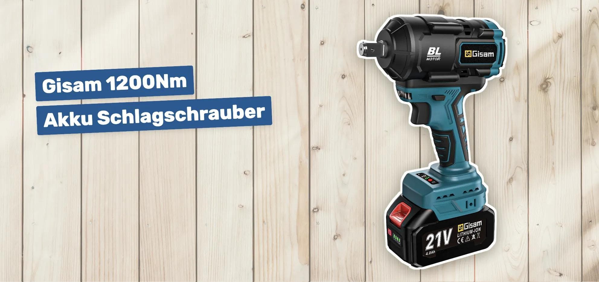 Gisam 1200Nm Akku Schlagschrauber