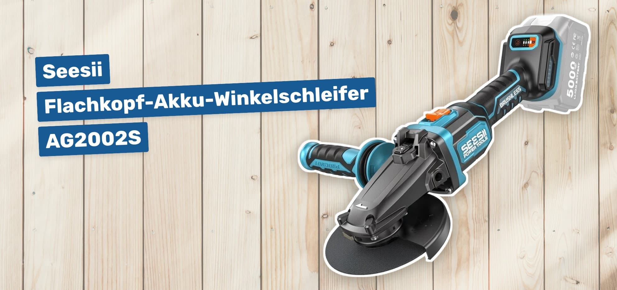 Seesii Flachkopf-Akku-Winkelschleifer AG2002S
