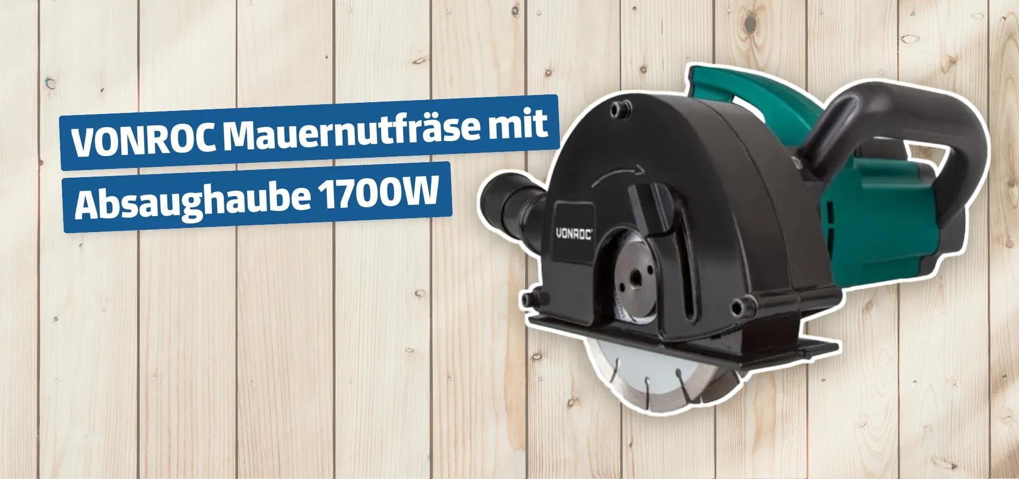 VONROC Mauernutfräse mit Absaughaube 1700W