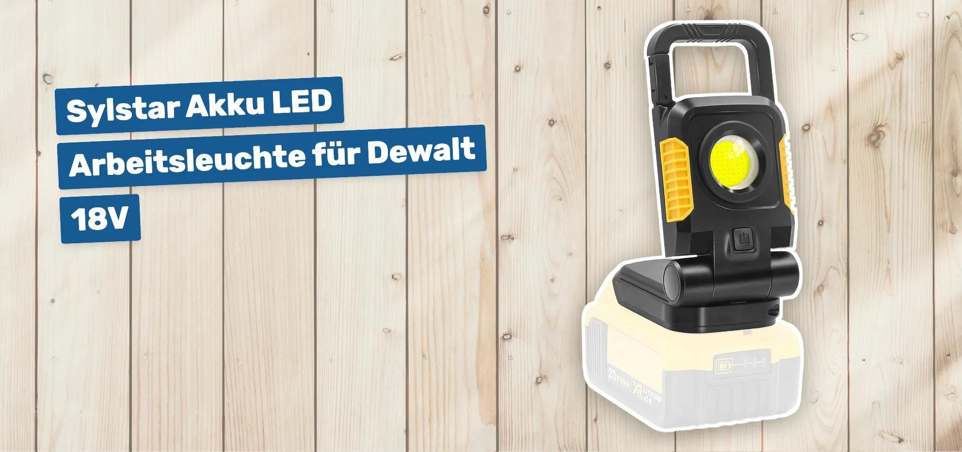 Sylstar Akku LED Arbeitsleuchte für Dewalt 18V