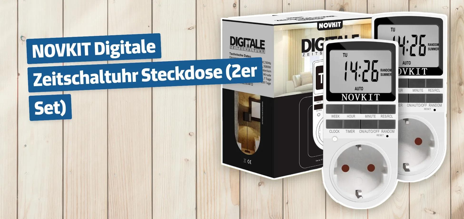 NOVKIT Digitale Zeitschaltuhr Steckdose 2er Set