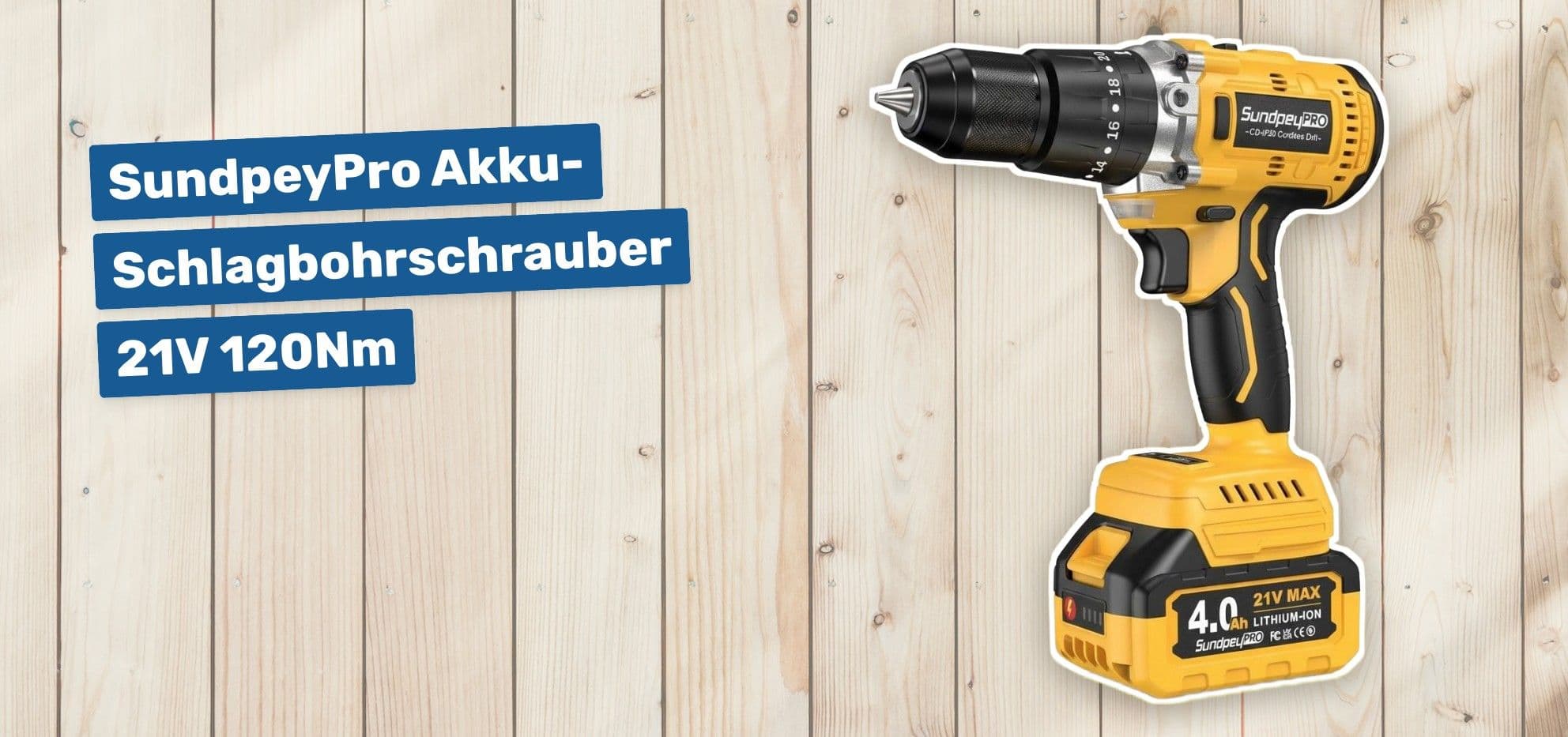 SundpeyPro Akku-Schlagbohrschrauber 21V 120Nm